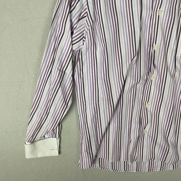 ALEXANDER JULIAN Colours Men's Purple Stripe French Cuff Dress Shirt USA Vintage - Picture 6 of 16